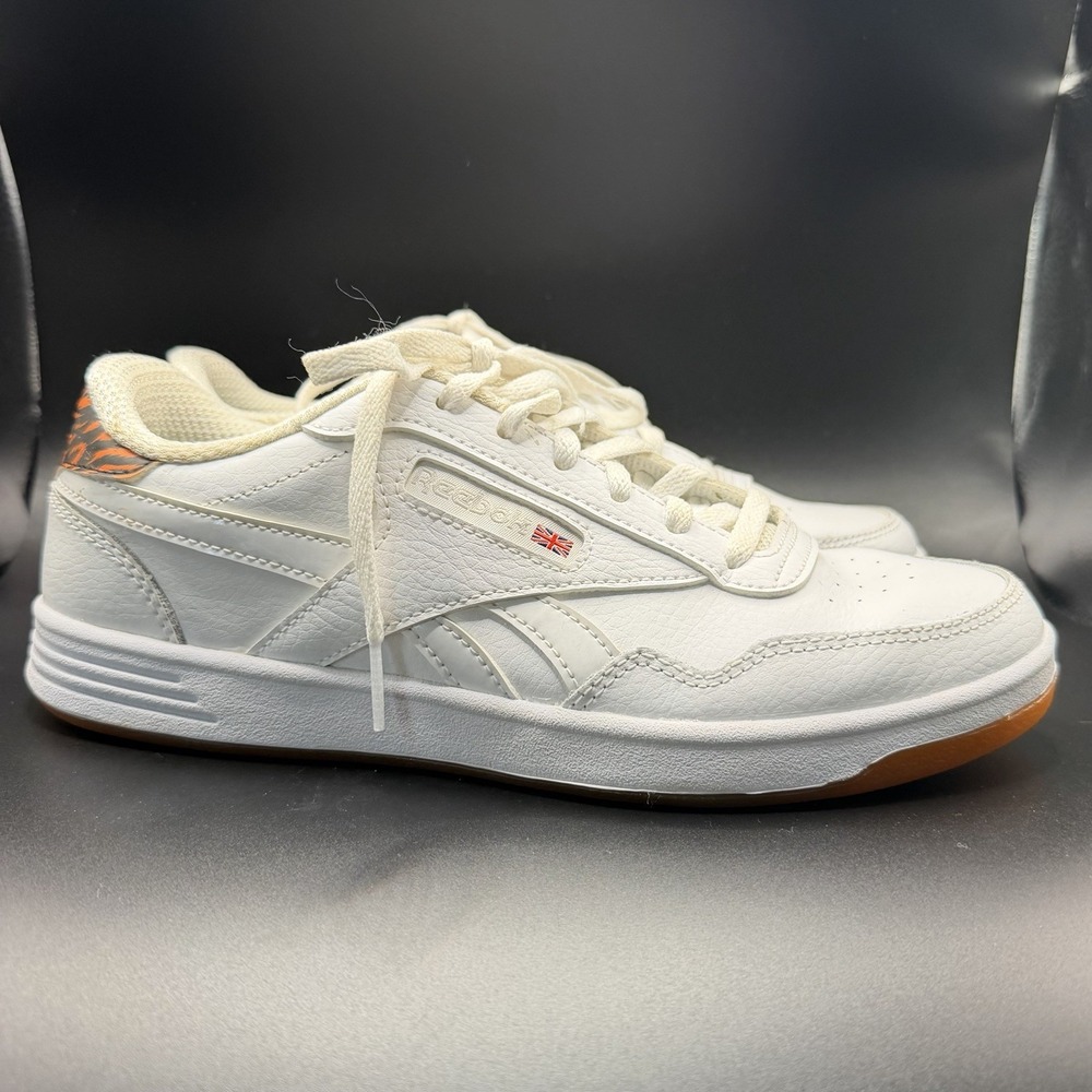 Reebok Women's Club MEMT White Tiger Stripe Tennis Shoes Sneakers Size 8.5